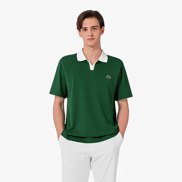 Áo Polo Nam Lacoste Men's Open Collar Tennis Polo Shirt DH951E - 132 Màu Xanh Green Size 3