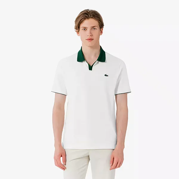 Áo Polo Nam Lacoste Men's Open Collar Tennis Polo Shirt DH951E 70V Màu Trắng - Xanh Size 3