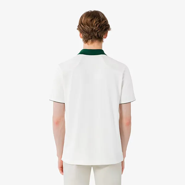 Áo Polo Nam Lacoste Men's Open Collar Tennis Polo Shirt DH951E 70V Màu Trắng - Xanh Size 3