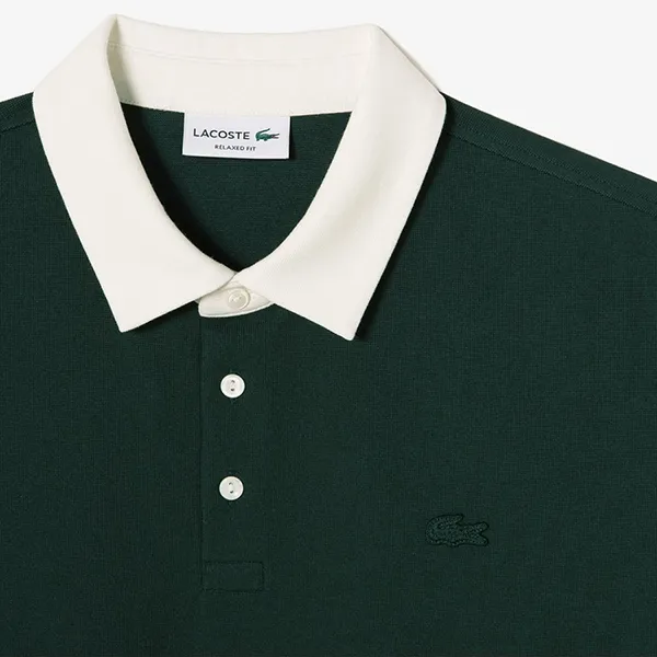 Áo Polo Nam Lacoste Men's Oversized Milano Color Block Collar Polo Regular Fit PH644E 132 Màu Xanh Green Size 3