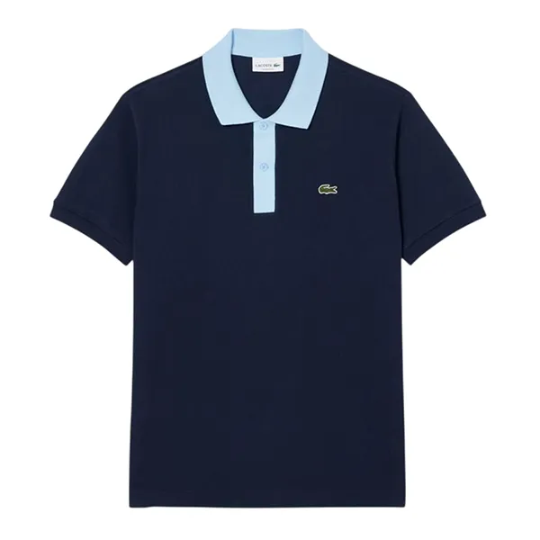 Áo Polo Nam Lacoste Men's Polo Shirt L.12.12 Classic Style With Color Blocked Collar PH9879-GE5 Màu Xanh Blue Size 5