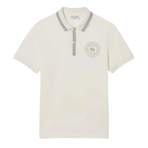 Áo Polo Nam Lacoste Men's Polo Shirt With Striped Trim PH9960-ARS Màu Kem Size 5
