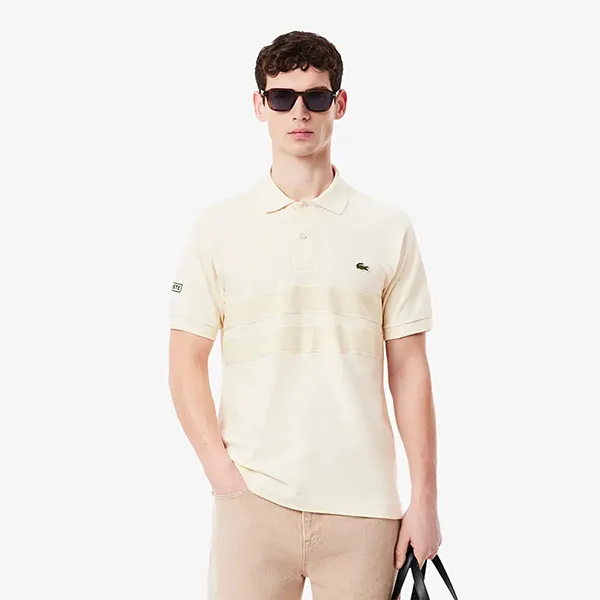 Áo Polo Nam Lacoste Men's Shirt L.12.12 Classic Fit Made In France PH9760-XFJ Màu Trắng Ngà Size 5