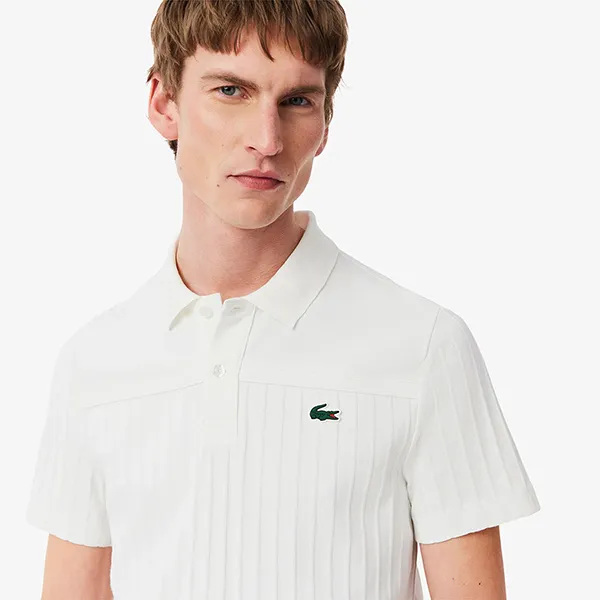 Áo Polo Nam Lacoste Men's Ultra Dry Badge Accent Tennis Heritage DH8960 800 Màu Trắng Size 3