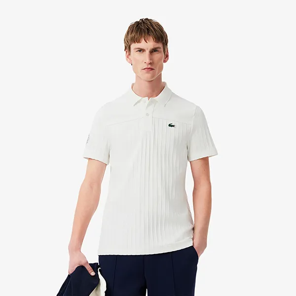 Áo Polo Nam Lacoste Men's Ultra Dry Badge Accent Tennis Heritage DH8960 800 Màu Trắng Size 3