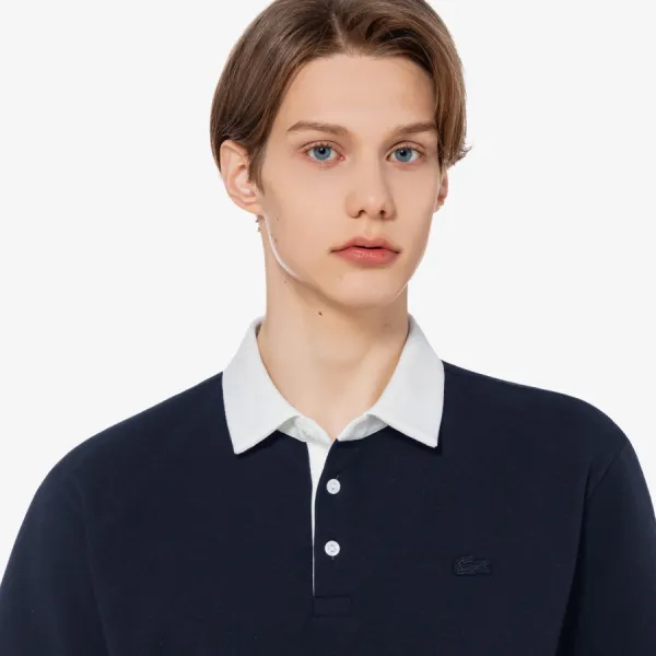 Áo Polo Nam Lacoste Milano Contrast Collar Relaxed Fit Navy Blue PH644E 166 Màu Xanh Đen Size 3