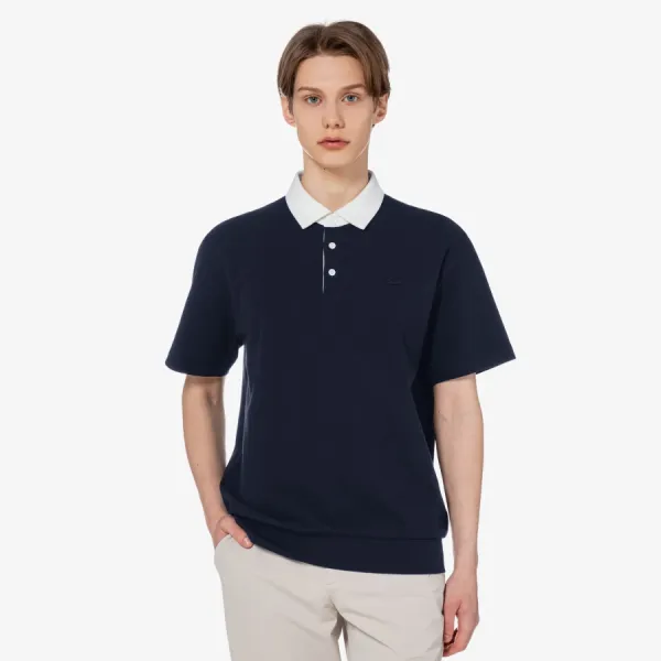 Áo Polo Nam Lacoste Milano Contrast Collar Relaxed Fit Navy Blue PH644E 166 Màu Xanh Đen Size 3