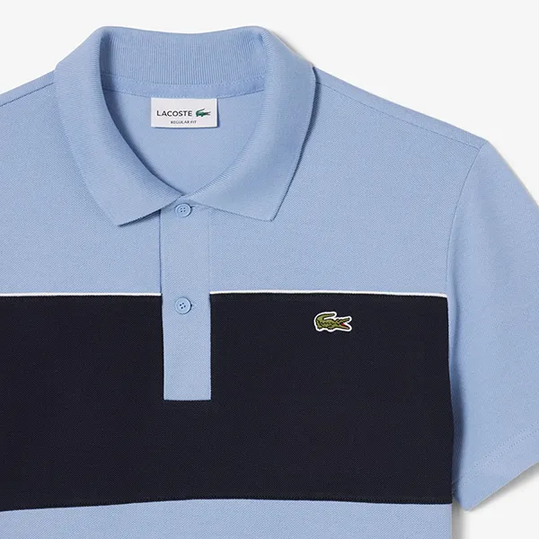 Áo Polo Nam Lacoste Regular Fit Colorblock Piqué PH0895 - 3PT Màu Xanh Blue Size 4