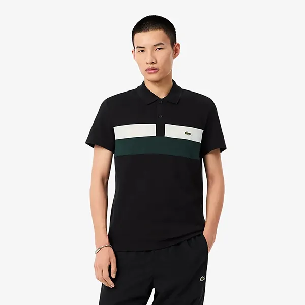 Áo Polo Nam Lacoste Regular Fit Colour Block Petit Piqué Shirt Black PH5918 6XH Màu Đen Size S