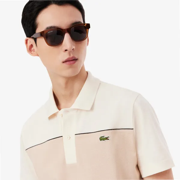 Áo Polo Nam Lacoste Regular Fit Colour-Block Piqué PH0895 - 3RR Màu Be Size 5