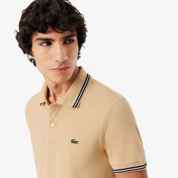 Áo Polo Nam Lacoste Regular Fit Trim Accent L.12.12 PH9875 - 8XF Màu Be Size 5