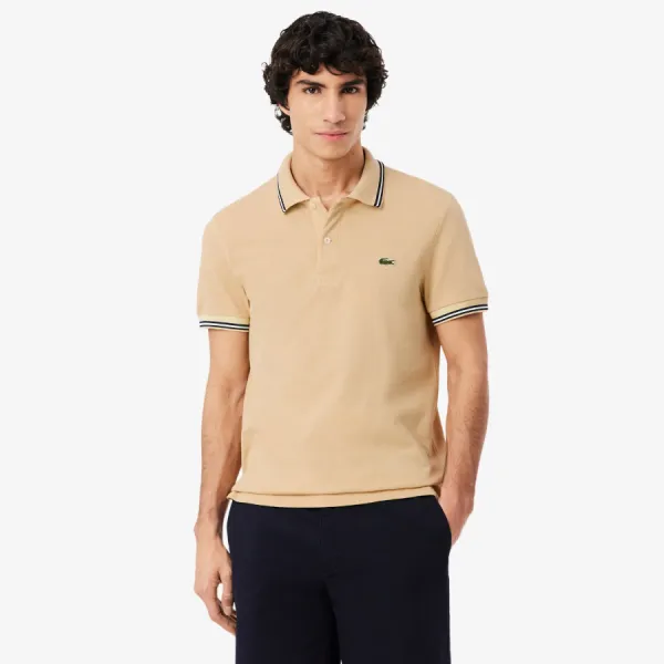 Áo Polo Nam Lacoste Regular Fit Trim Accent L.12.12 PH9875 - 8XF Màu Be Size 5