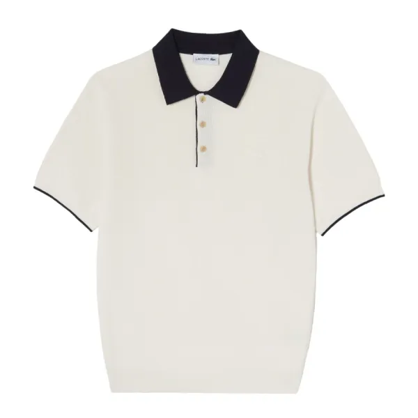 Áo Polo Nam Lacoste Short Sleeve Sweater Polo Shirt Regular Fit PH943E XFJ Màu Kem Size 3