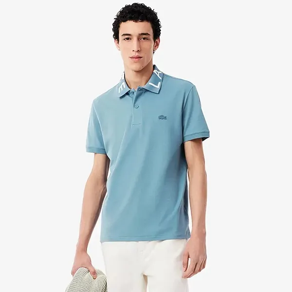 Áo Polo Nam Lacoste Slim Fit Jacquard Branded Polo Shirt PH9538 HD9 Màu Xanh Blue Size 6