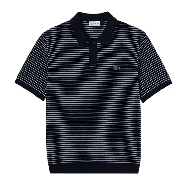 Áo Polo Nam Lacoste Striped Short Sleeve Sweater Regular Fit Polo Shirt PH296E 166 Màu Xanh Navy Size 3