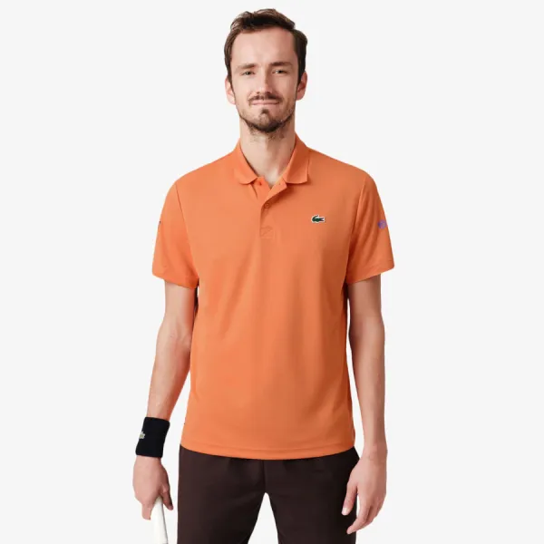 Áo Polo Nam Lacoste x Daniil Medvedev Men's Slim Fit Tennis DH9985 - IY0 Màu Cam Đất Size 3