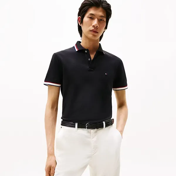 Áo Polo Nam Tommy Hilfiger Cuff Slim Fit 40308 - BDS Màu Đen Size M
