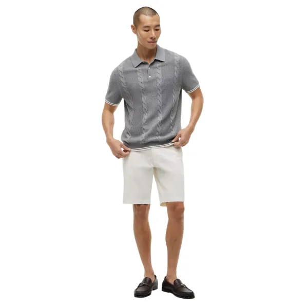 Áo Polo Nam Tommy Hilfiger Short-Sleeve Cable Knit Sweater Polo Màu Xám Size XS