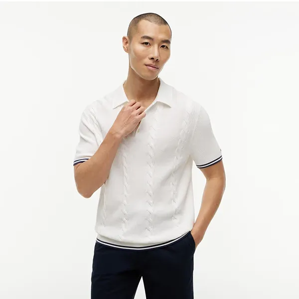 Áo Polo Nam Tommy Hilfiger Short-Sleeved Knit Sweater Màu Trắng Size XS