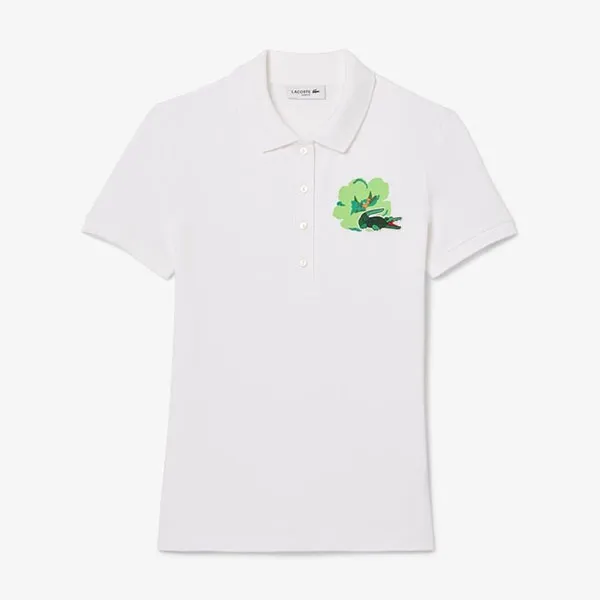 Áo Polo Nữ Lacoste Women's Shirt L.12.D Slim Fit Stretch Cotton Material PF6932-001 Màu Trắng Size 36