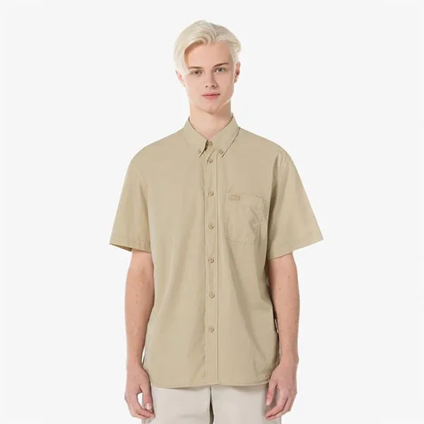 Áo Sơ Mi Cộc Tay Nam Lacoste Short Sleeve Shirt CH0745-IT5 Màu Be Size 39
