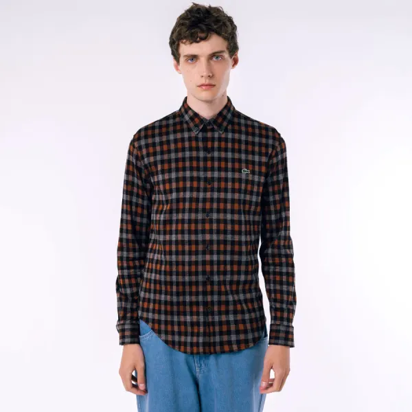 Áo Sơ Mi Dài Tay Nam Lacoste Checked Jersey Shirt Regular CH8406 - 031 Phối Màu Size 39