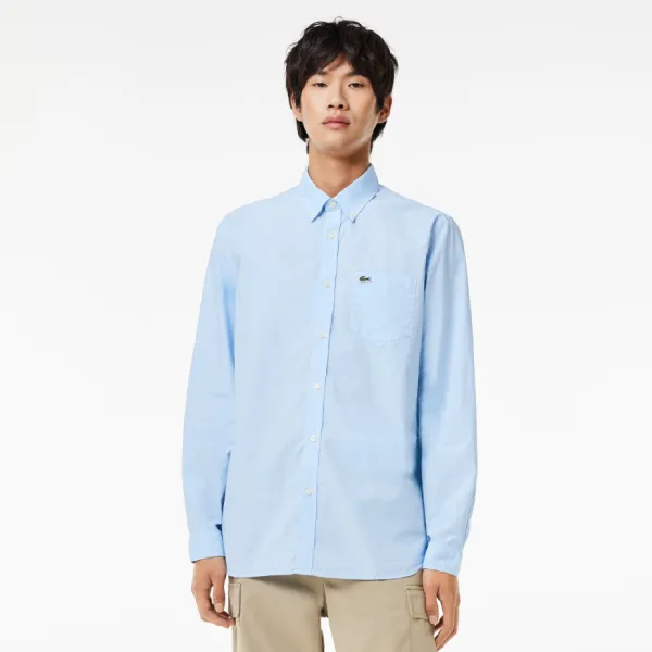 Áo Sơ Mi Dài Tay Nam Lacoste Regular Fit Cotton Poplin Shirt CH5959 - F6Z Màu Xanh Size 38