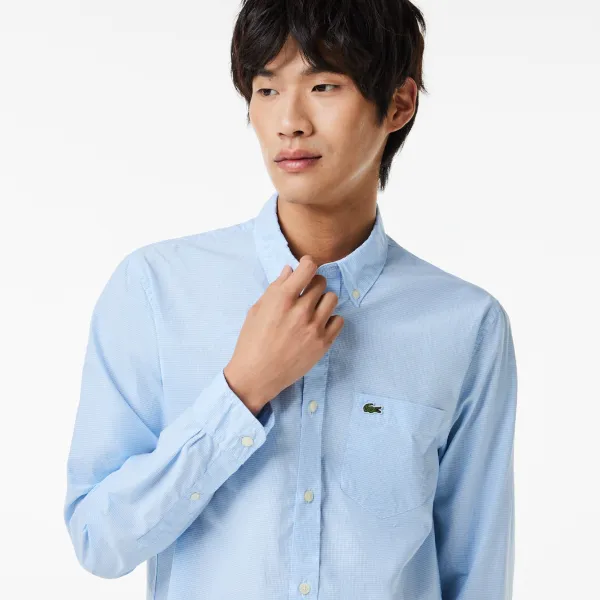 Áo Sơ Mi Dài Tay Nam Lacoste Regular Fit Cotton Poplin Shirt CH5959 - F6Z Màu Xanh Size 38