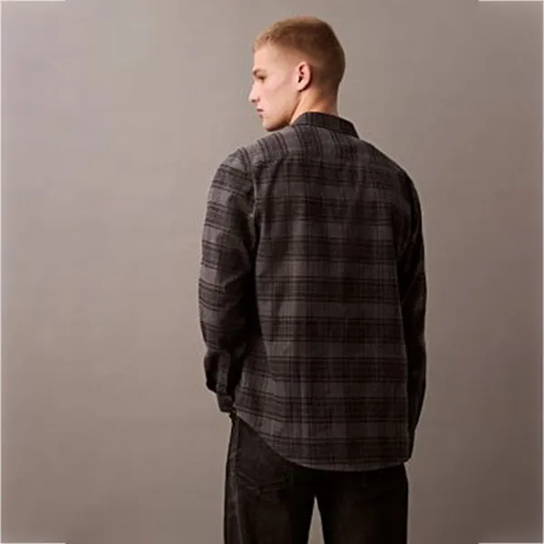 Áo Sơ Mi Nam Calvin Klein CK Plaid Flannel Classic Shirt 40EM134 - 021 Màu Xám Đậm Size XS