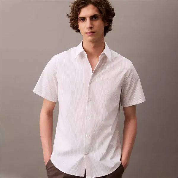 Áo Sơ Mi Nam Calvin Klein CK Stripe Slim Button-Down Shirt 40EM122 - 110 Màu Trắng Size XS
