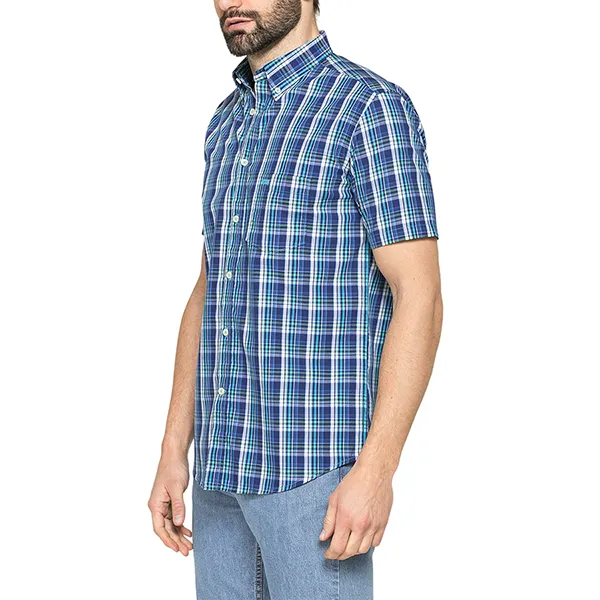 Áo Sơ Mi Nam Carrera Jeans Men's Short Sleeve Plaid Shirt 213C1230A_G061 Màu Xanh Blue Size M