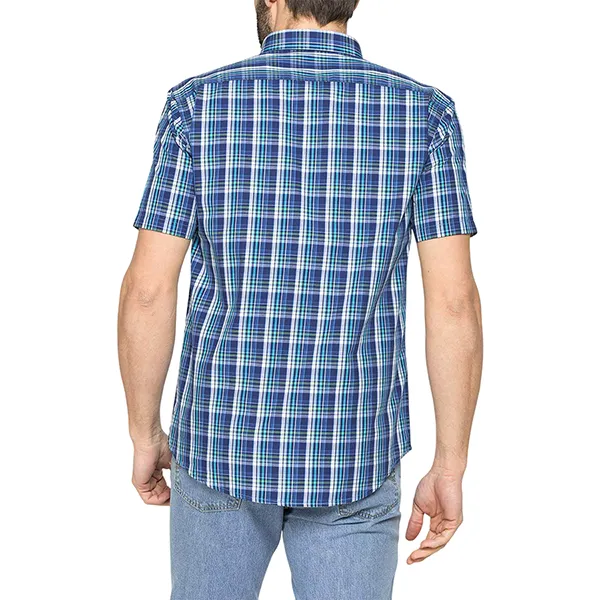 Áo Sơ Mi Nam Carrera Jeans Men's Short Sleeve Plaid Shirt 213C1230A_G061 Màu Xanh Blue Size M