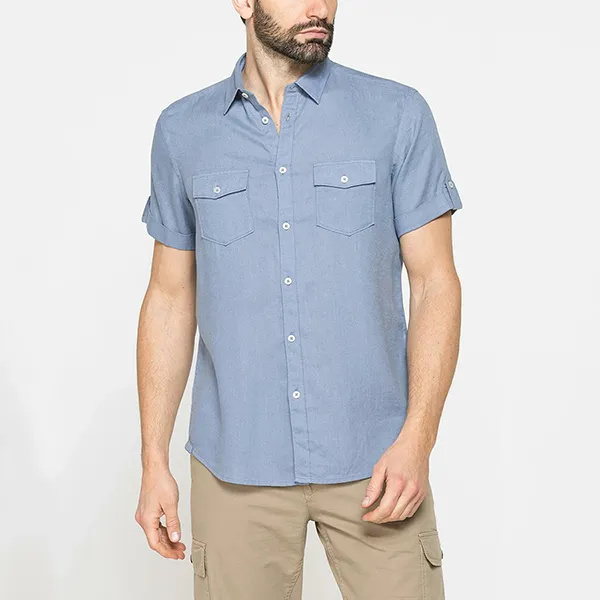 Áo Sơ Mi Nam Carrera Jeans Short Sleeve Shirt T213C1254A_833 Màu Xanh Nhạt Size M