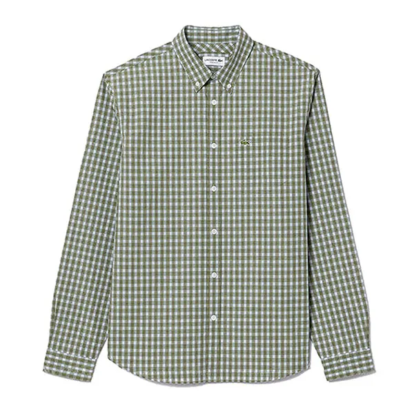 Áo Sơ Mi Nam Lacoste CH0894-IC3 Regular Fit Màu Xanh Kẻ Size 39
