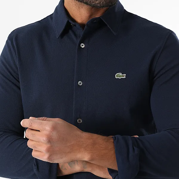 Áo Sơ Mi Nam Lacoste Long Sleeved Shirt With Embroidered Crocodile CH0482 - 166 Màu Xanh Navy Size 39