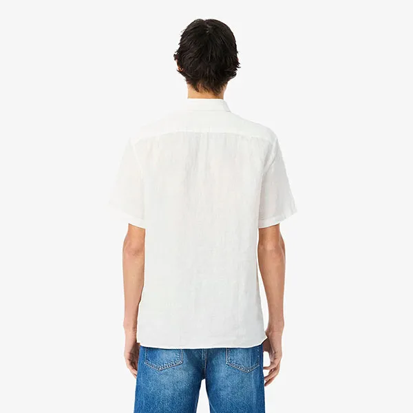 Áo Sơ Mi Nam Lacoste Men’s Short Sleeve Linen Shirt Regular 0100-LACCH5699001000039 Màu Trắng Size 39