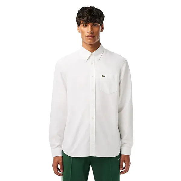 Áo Sơ Mi Nam Lacoste Regular Fit Cotton Oxford Shirt CH1911 - 001 Màu Trắng Size 41