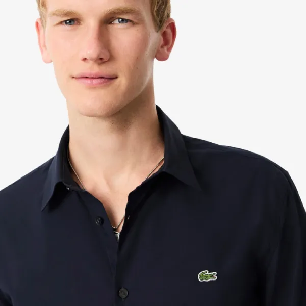 Áo Sơ Mi Nam Lacoste Stretchable Fitted Poplin Shirt 0100-LACCH6282HDE000041 Màu Xanh Navy Size 39