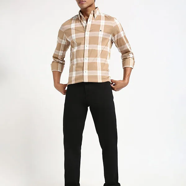 Áo Sơ Mi Nam Tommy Hilfiger Harrington Poplin Plaid Shirt Slim 78JB608 - 210 Màu Nâu Be Size XS