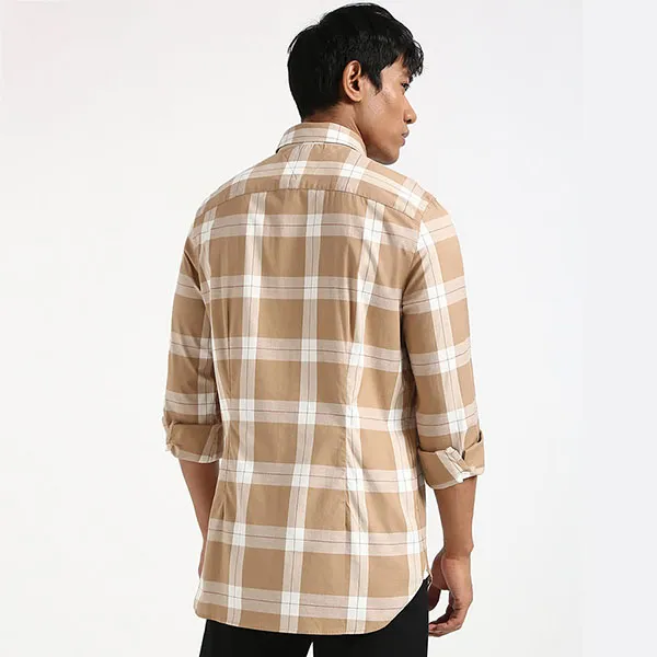 Áo Sơ Mi Nam Tommy Hilfiger Harrington Poplin Plaid Shirt Slim 78JB608 - 210 Màu Nâu Be Size XS