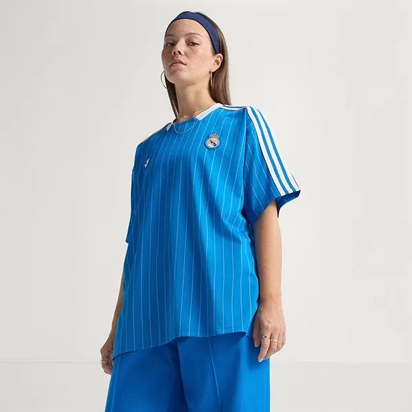 Áo Thun Bóng Đá Unisex Adidas Real Madrid Terrace Icons JN3060 Màu Xanh Blue Size S