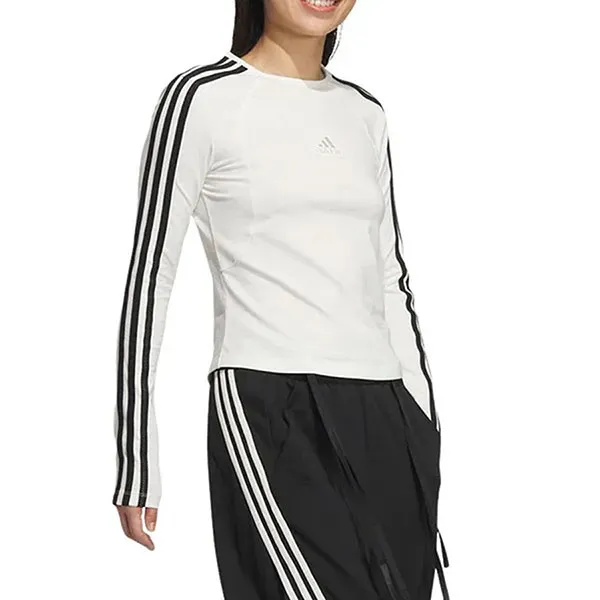 Áo Thun Dài Tay Nữ Adidas 3-Stripes Long Sleeves T-Shirt Asia Sizing White JW4643 Màu Trắng Size M