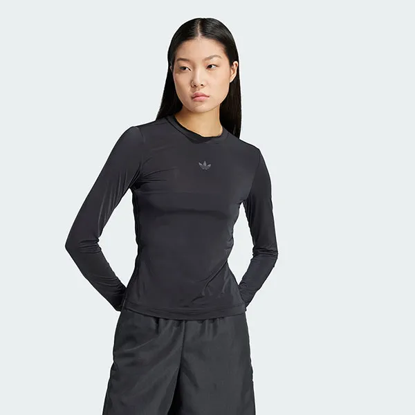 Áo Thun Dài Tay Nữ Adidas Adicolor Sheer 3-Stripes Long Sleeve Black JC5075 Màu Đen Size S