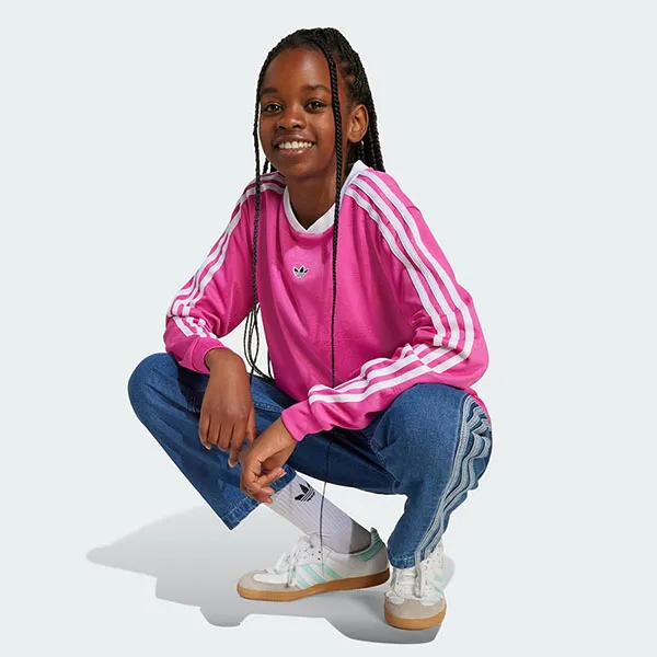 Áo Thun Dài Tay Trẻ Em Adidas Jaquard Long Sleeve Top JW2845 Màu Hồng Size L
