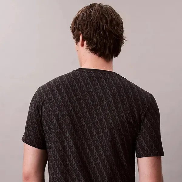 Áo Thun Nam Calvin Klein CK Liquid Touch Allover Monogram Classic T-Shirt 40BC240 - 022 Màu Đen Size M