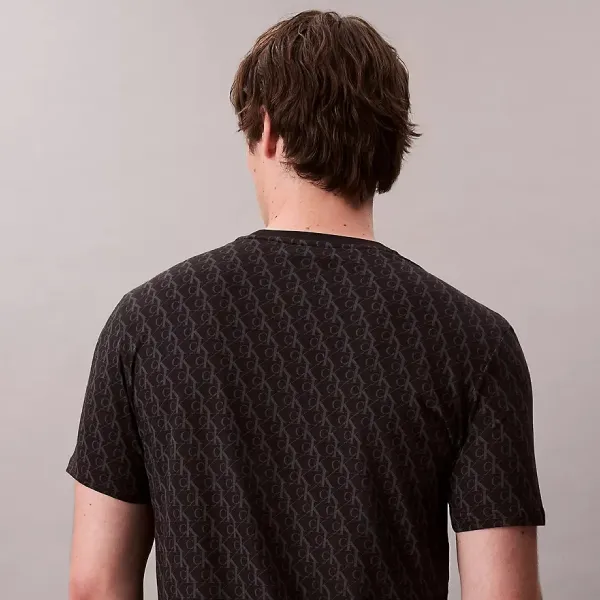 Áo Thun Nam Calvin Klein CK Liquid Touch Allover Monogram Classic T-Shirt 40BC240 Màu Đen Size S