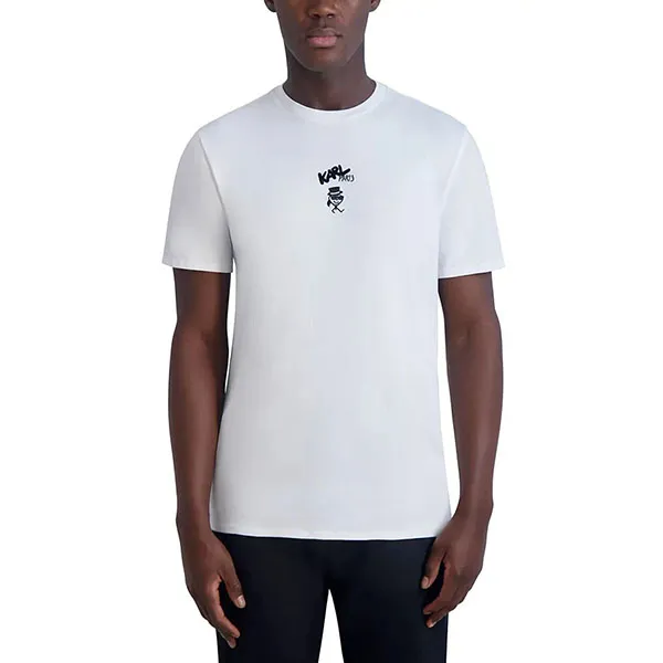 Áo Thun Nam Karl Lagerfeld Cotton Logo Graphic T-Shirt White G2131 Màu Trắng Size S