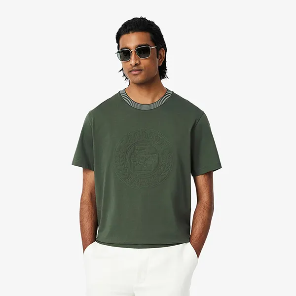 Áo Thun Nam Lacoste Embroidered Cotton Jersey T-Shirt TH0124 - HCF Màu Xanh Rêu Size 4