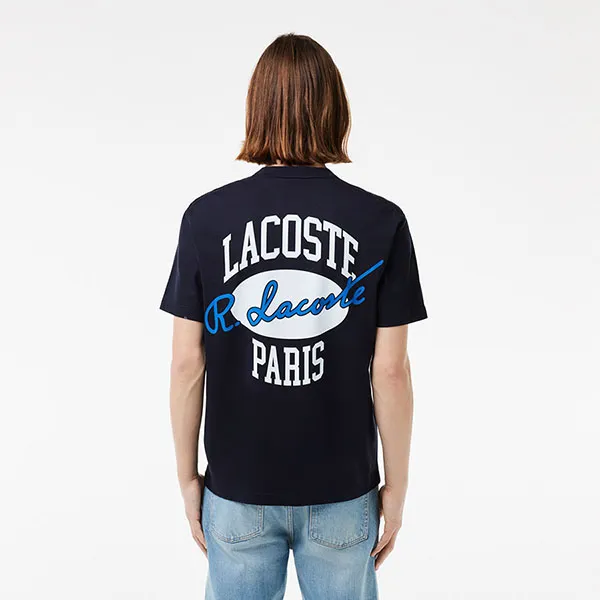 Áo Thun Nam Lacoste Heritage Print Cotton T-shirt TH8590 54G HDE Màu Xanh Đen Size 4