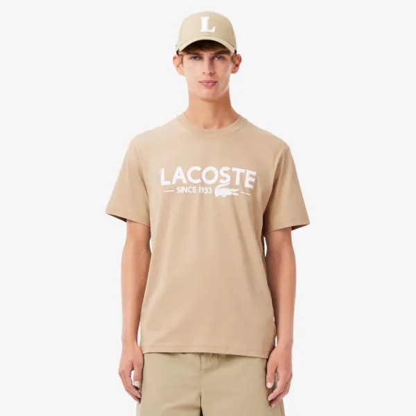 Áo Thun Nam Lacoste Men's Print Cotton T-shirt TH6541 - 02S Màu Beige Size 5